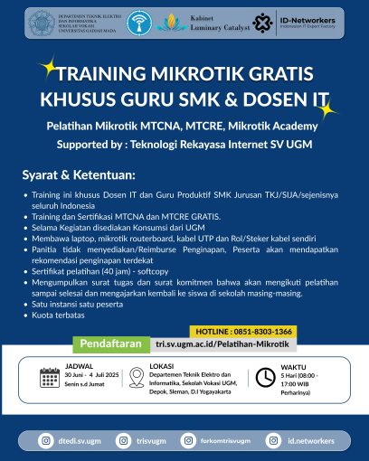 Pelatihan Mikrotik Gratis Forkom TRI UGM x IDN