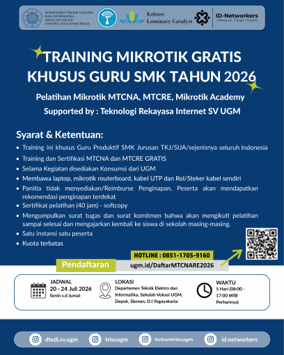 Pelatihan Mikrotik Gratis Forkom TRI Sekolah Vokasi UGM x IDN
