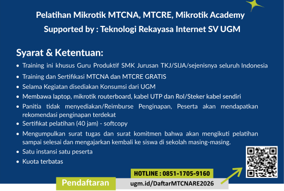 Pelatihan Mikrotik Gratis Forkom TRI Sekolah Vokasi UGM x IDN